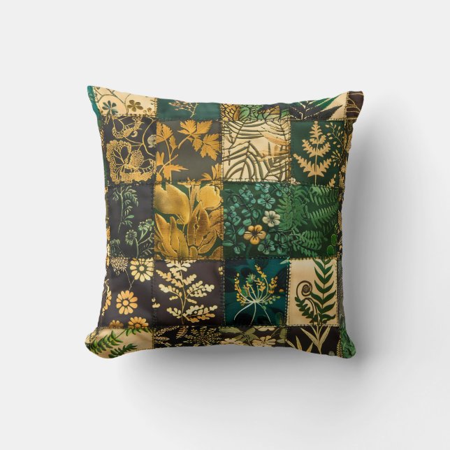 ✨Elegant Botanical Patchwork Floral Pattern Design Cushion (Front)