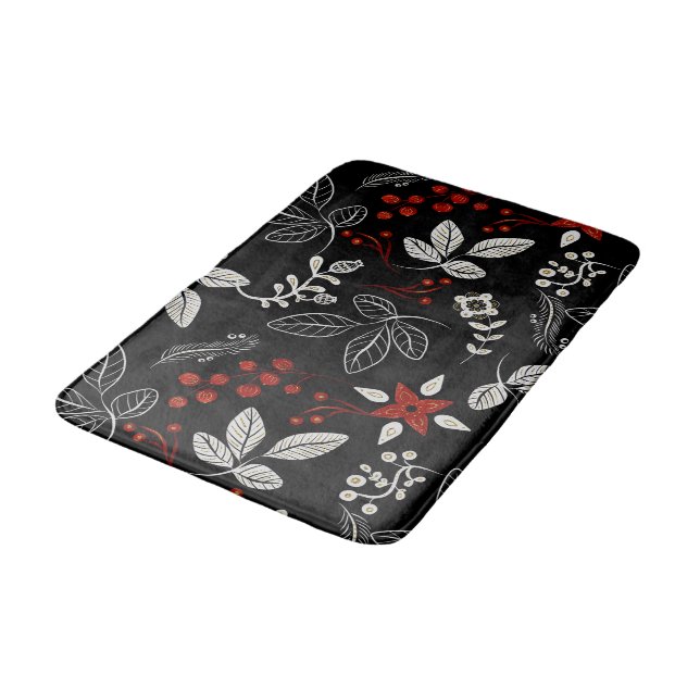 Elegant botanical pattern bath mat (Angled)