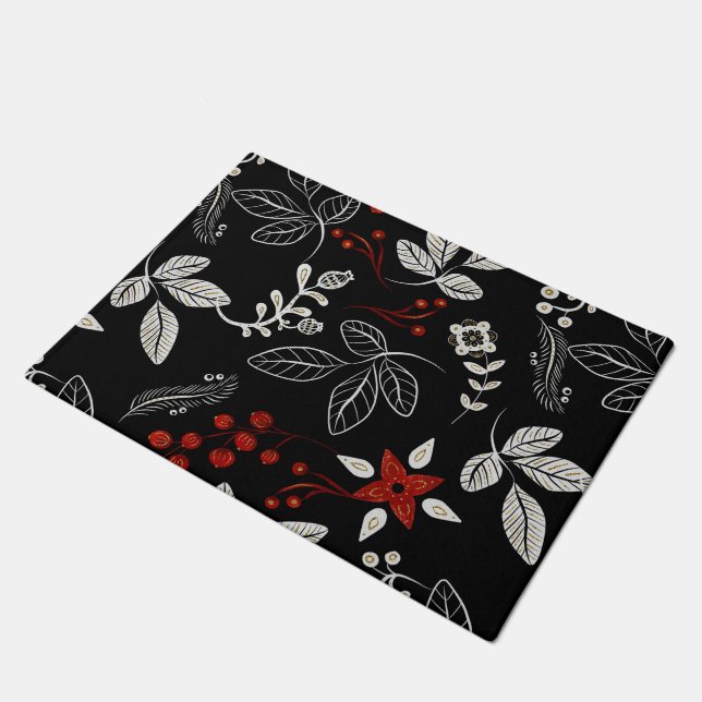 Elegant botanical pattern doormat (Angled)