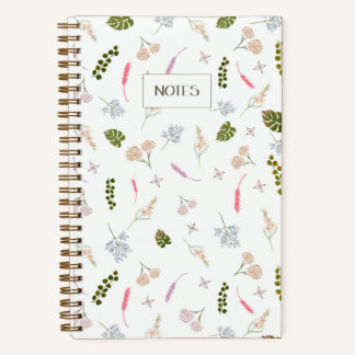 Elegant Botanical Pattern Floral Notes Journal