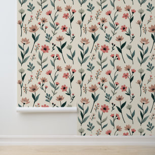 Elegant Botanical Pattern Minimalist Floral Wallpaper