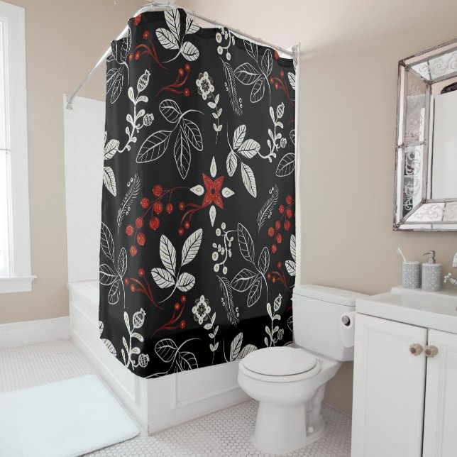 Elegant botanical pattern shower curtain (In Situ)