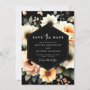 Elegant Botanical Peach Wedding Save The Date