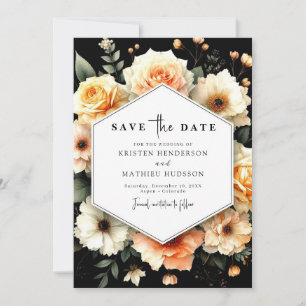 Elegant Botanical Peach Wedding Save The Date