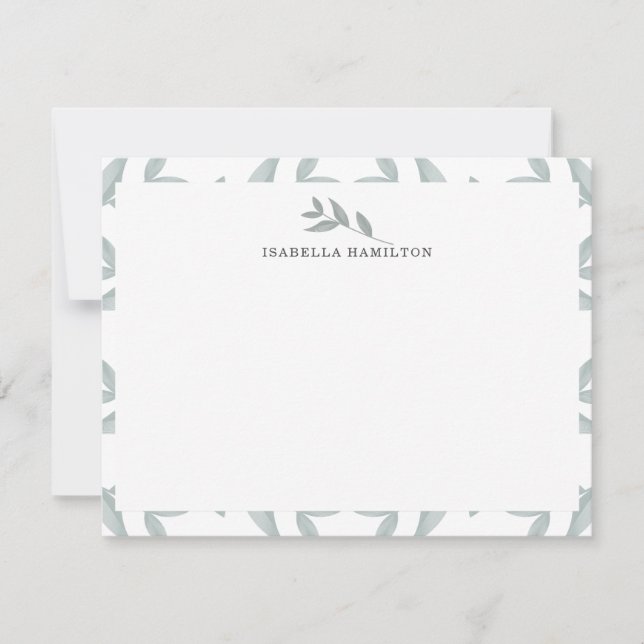 Elegant Botanical Personalised Stationery Card (Front)