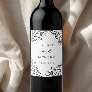 Elegant Botanical Personalised Wedding Wine Label