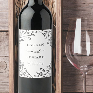 Elegant Botanical Personalised Wedding Wine Label