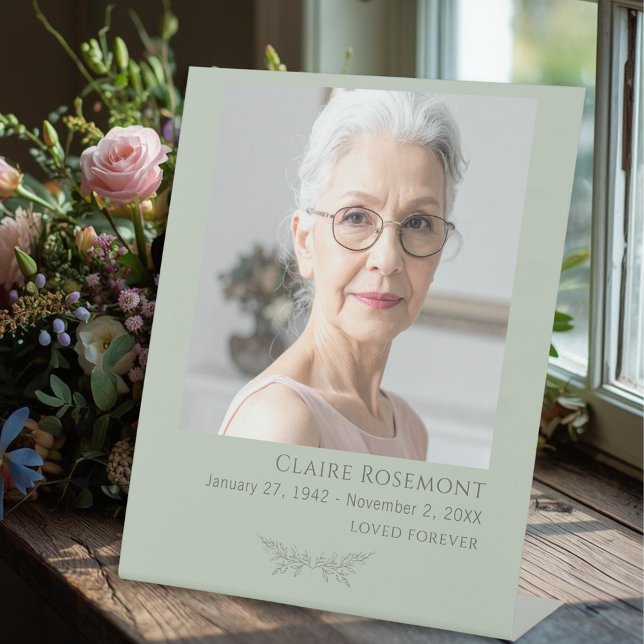 Elegant Botanical Photo Funeral Pedestal Sign (Elegant Botanical Photo Funeral Pedestal Sign
)