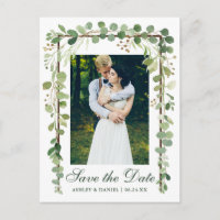 Elegant Botanical Photo Green Save The Date