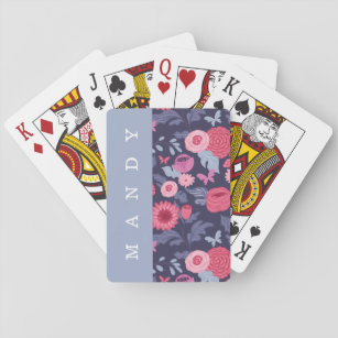 Elegant Botanical Pink & Purple Floral Custom Playing Cards