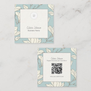 Elegant Botanical QR Code Square Business Card