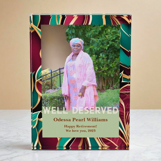 Elegant Botanical Retirement Gift for Black Mum Photo Block (Elegant Botanical Retirement Gift for Black Mom Photo Block)