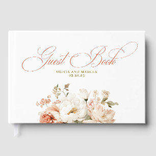 Elegant Botanical Rose Flowers Boho Wedding Guest Book