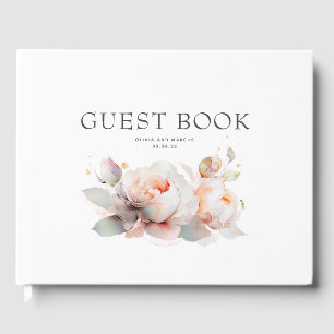 Elegant Botanical Rose Flowers Boho Wedding Guest Book