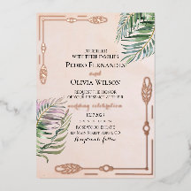 Elegant botanical rose gold foil wedding