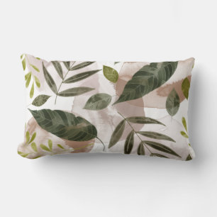 Elegant Botanical Safari Leaves Lumbar Cushion