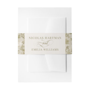 Elegant Botanical Sage Green Wedding Invitation Belly Band