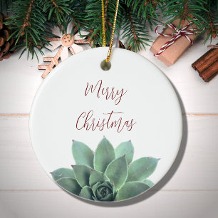Elegant Botanical Succulent Christmas  Ceramic Tree Decoration