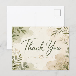 Elegant Botanical Thank You Postcard