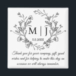 elegant botanical  thank you wedding stylish magnet<br><div class="desc">elegant botanical thank you wedding stylish magnet</div>