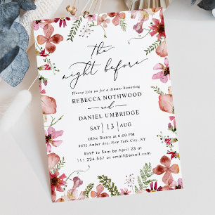 Elegant Botanical The Night Before Wedding  Invitation