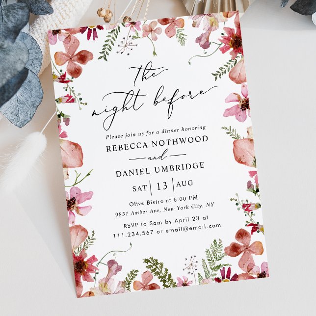 Elegant Botanical The Night Before Wedding  Invitation (Creator Uploaded)