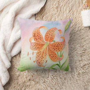 Elegant Botanical Tiger Lily Cushion