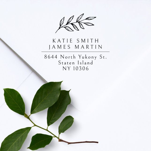  Elegant Botanical Two Last Names Return Address Rubber Stamp (Creator Uploaded)