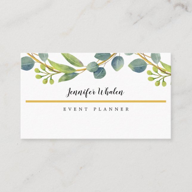 Elegant Botanical Vine Custom Business Card (Front)