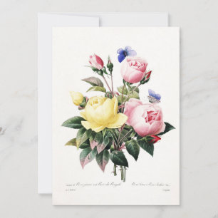 Elegant Botanical Vintage Watercolor Rose Bouquet Holiday Card
