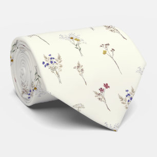 Elegant Botanical Vintage Wildflowers White Tie