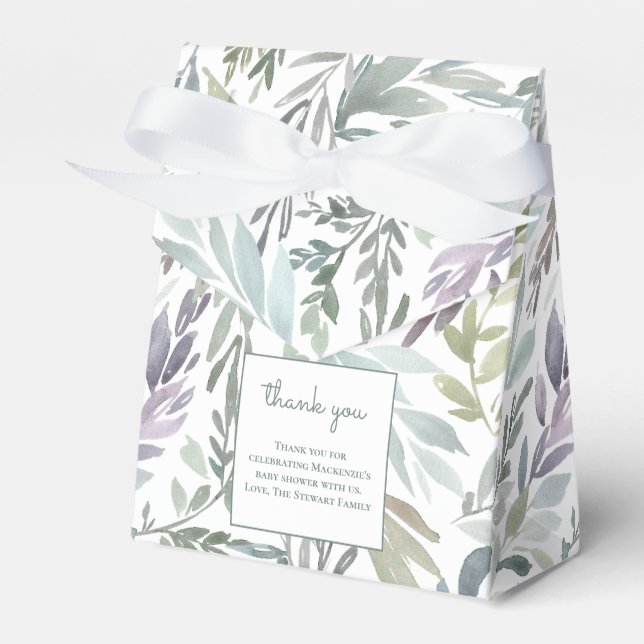 Elegant Botanical Watercolor Baby Shower Favour Box (Front Side)