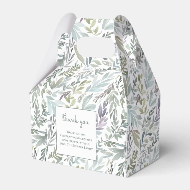 Elegant Botanical Watercolor Baby Shower Favour Box (Front Side)