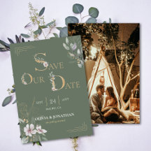 Elegant Botanical Watercolor Floral Save the Dates