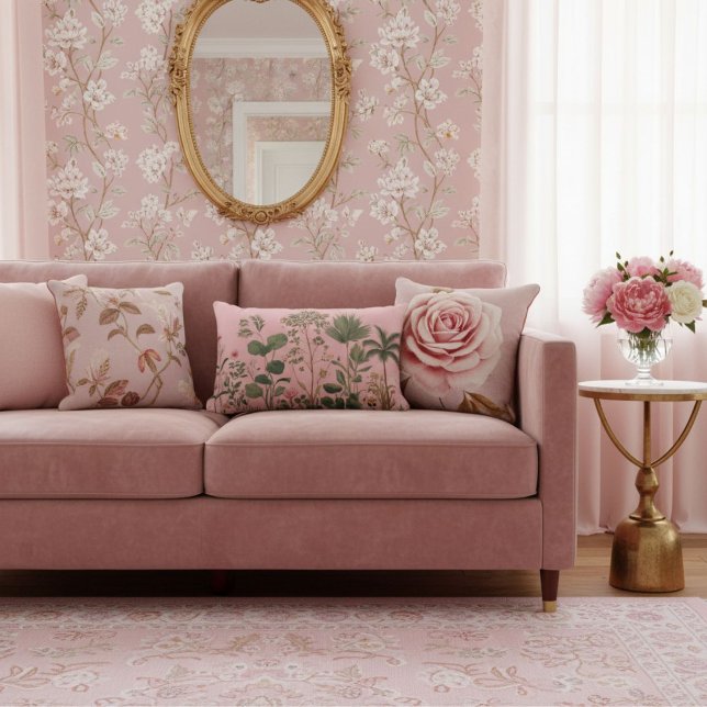  Elegant botanical  watercolor leaves  greenery  Lumbar Cushion (Creator Uploaded)