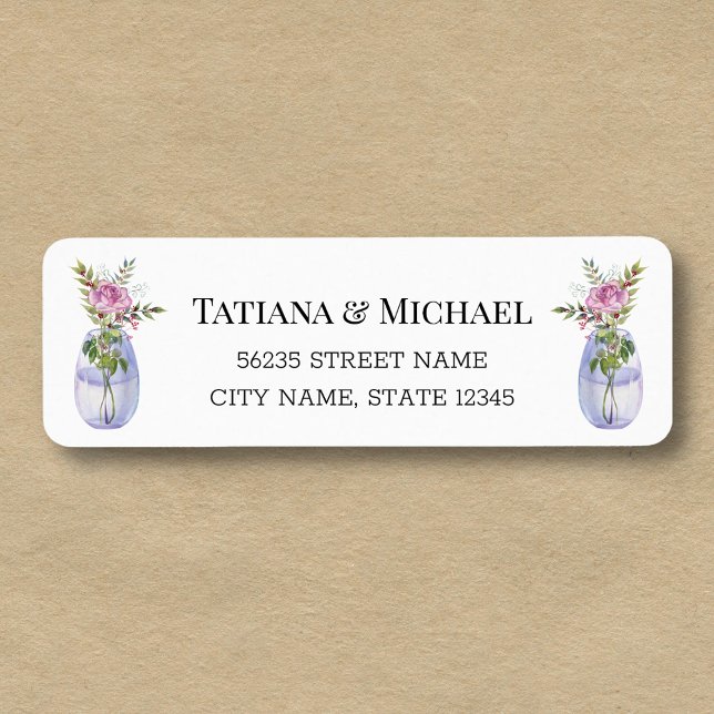Elegant Botanical Watercolor Rose Wedding Label (Creator Uploaded)