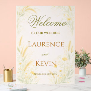 Elegant Botanical Wedding  Acrylic Sign
