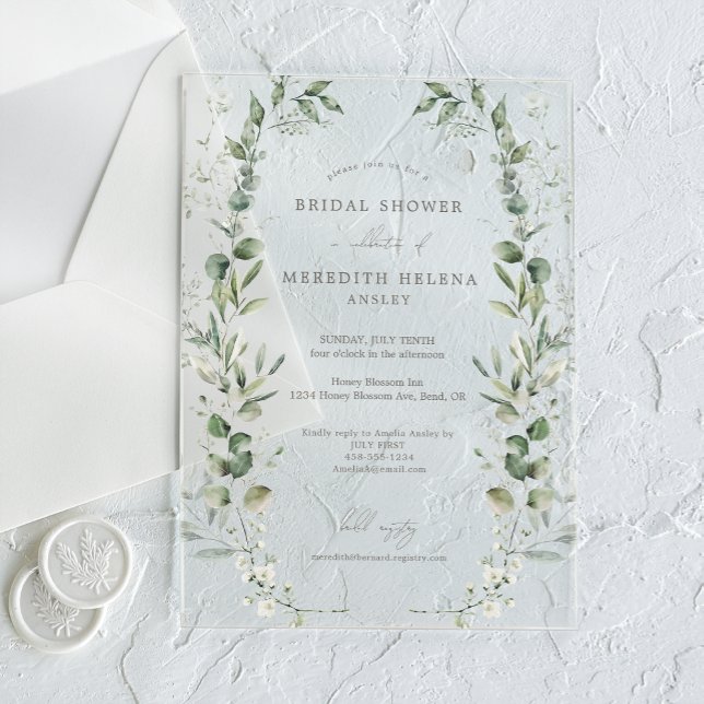 Elegant Botanical Wedding Bridal Shower Acrylic Invitations (Creator Uploaded)
