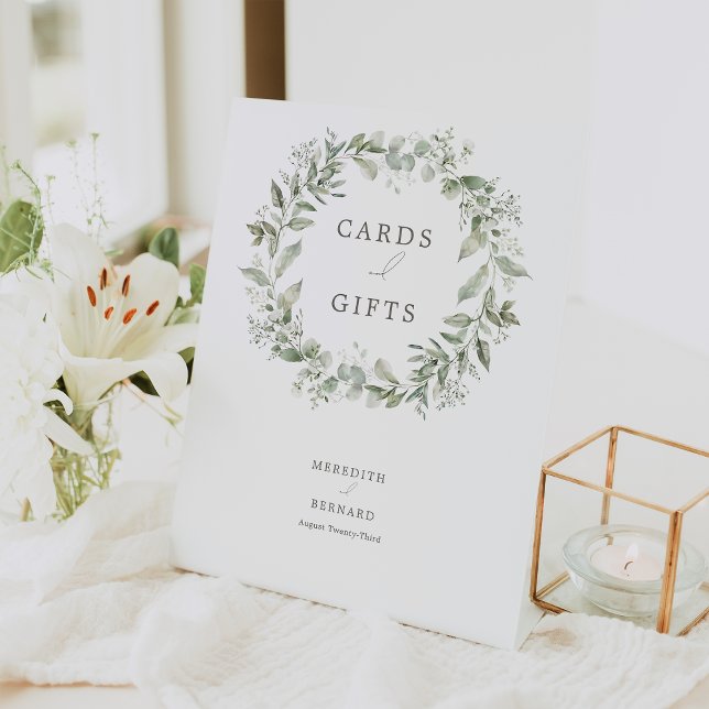 Elegant Botanical Wedding Cards and Gifts Pedestal Sign (Creator Uploaded)