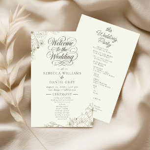 Elegant Botanical Wedding Ceremony Program Sign