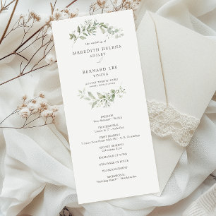 Elegant Botanical Wedding Flat Program Programme