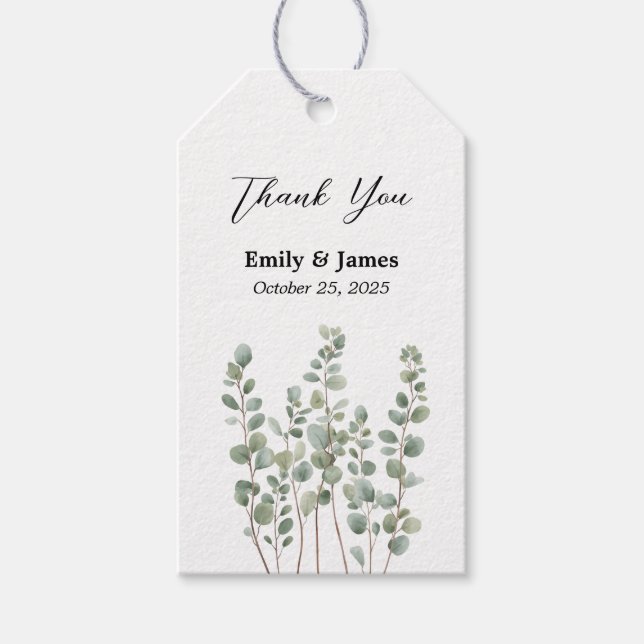 Elegant Botanical Wedding Gift Tag  (Front)