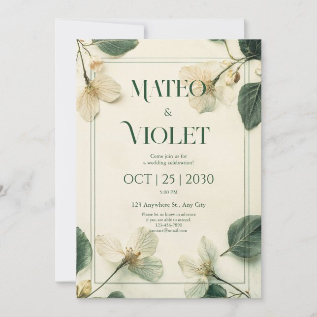 Elegant Botanical Wedding Invitation (Front)
