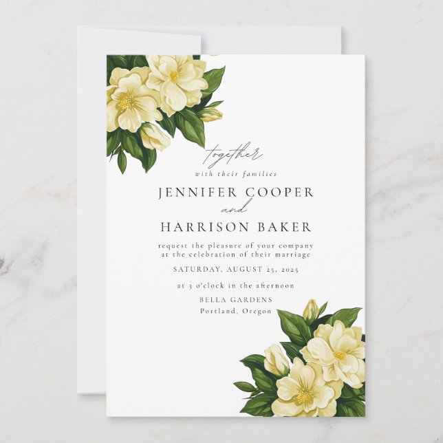 Elegant, botanical wedding invitation  (Front)