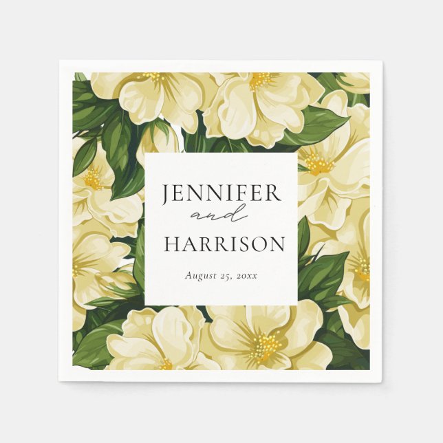 Elegant, botanical wedding invitation  napkin (Front)