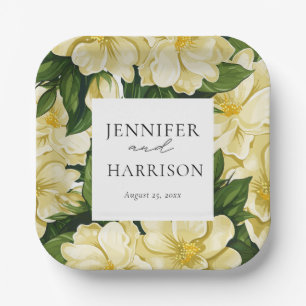 Elegant, botanical wedding invitation  paper plate