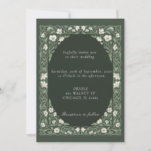 Elegant Botanical Wedding Invite Green Theme