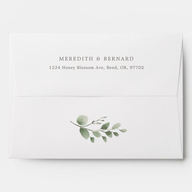 Elegant Botanical Wedding Mailing Envelope (Back (Top Flap))