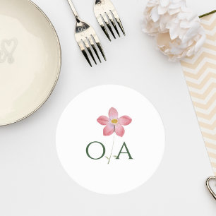 Elegant Botanical Wedding Monogram Coaster