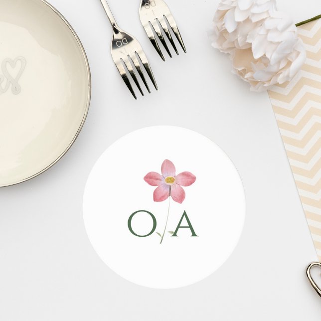 Elegant Botanical Wedding Monogram Coaster (Creator Uploaded)